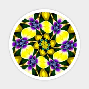 Yellow and Purple Daisy Pattern Magnet